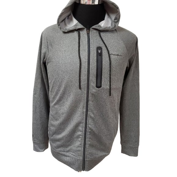 Eddie Bauer Men Small Gray Heather Motion Free Dry Full Zip Hoodie Jacket - Picture 1 of 14